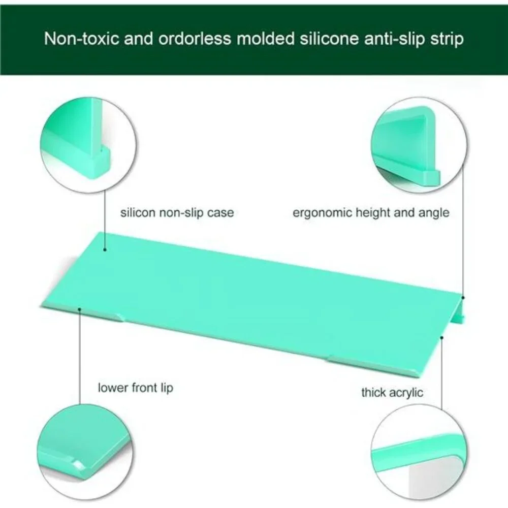 Ergonomic acrylic keyboard stand green computer desk riser typing wrist support